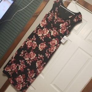 Black and Pink with Gold flowers Size 16